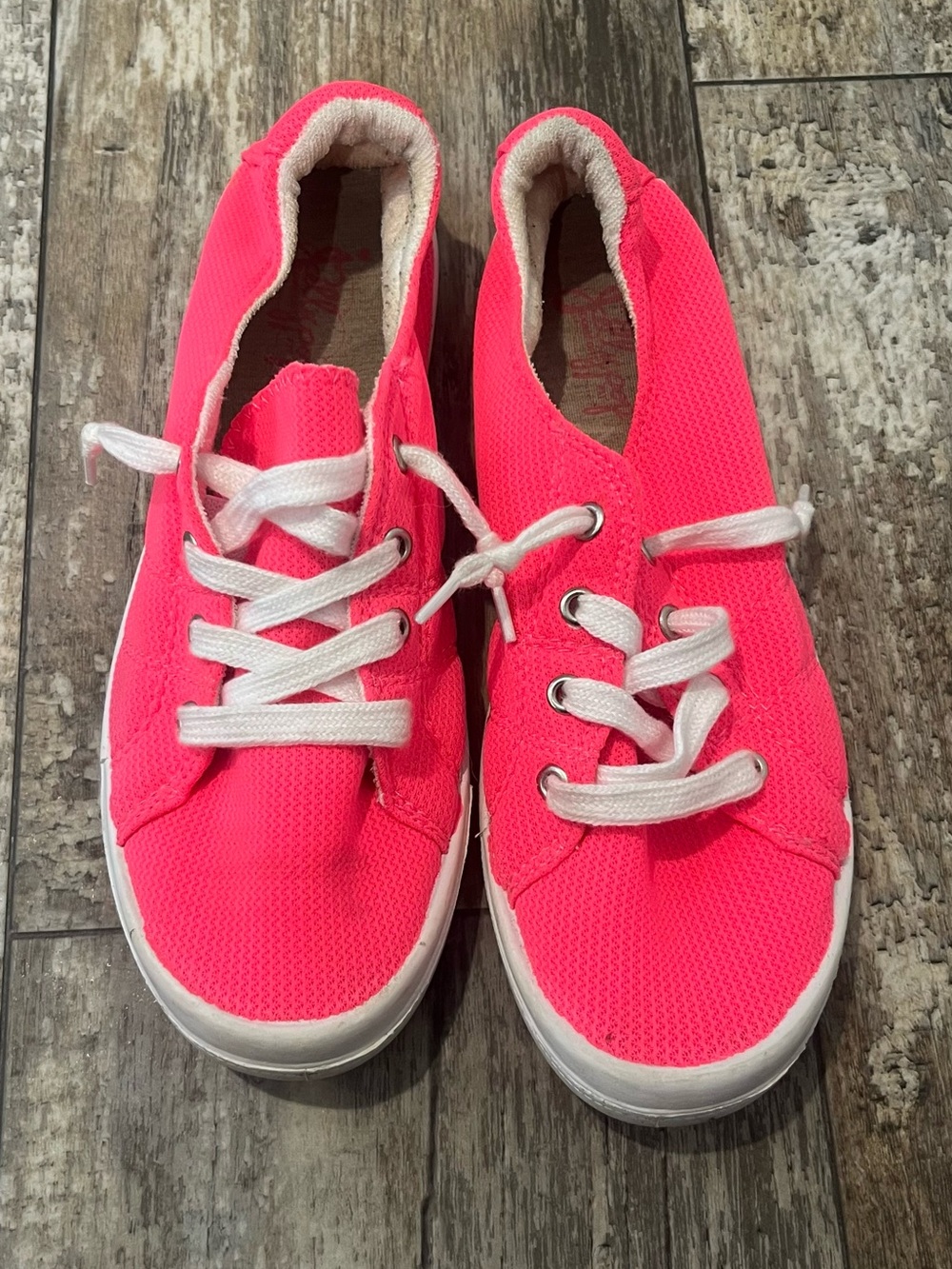 Jellypop Bright Hot Pink Lace-Up Sneakers